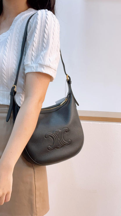 Black Grained Calfskin Small Heloise Bag