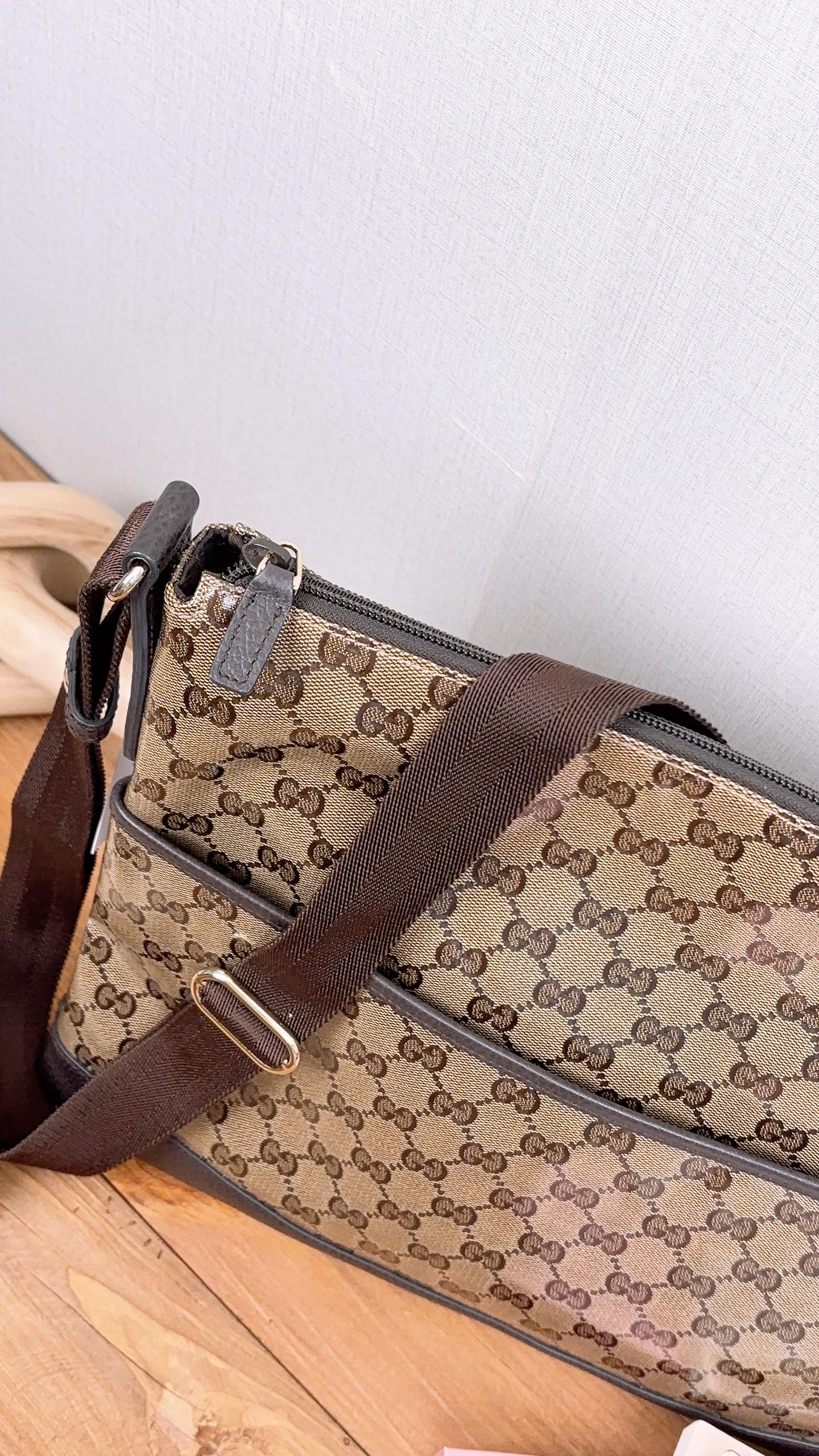 Gucci Crystal Monogram Canvas Messenger Bag