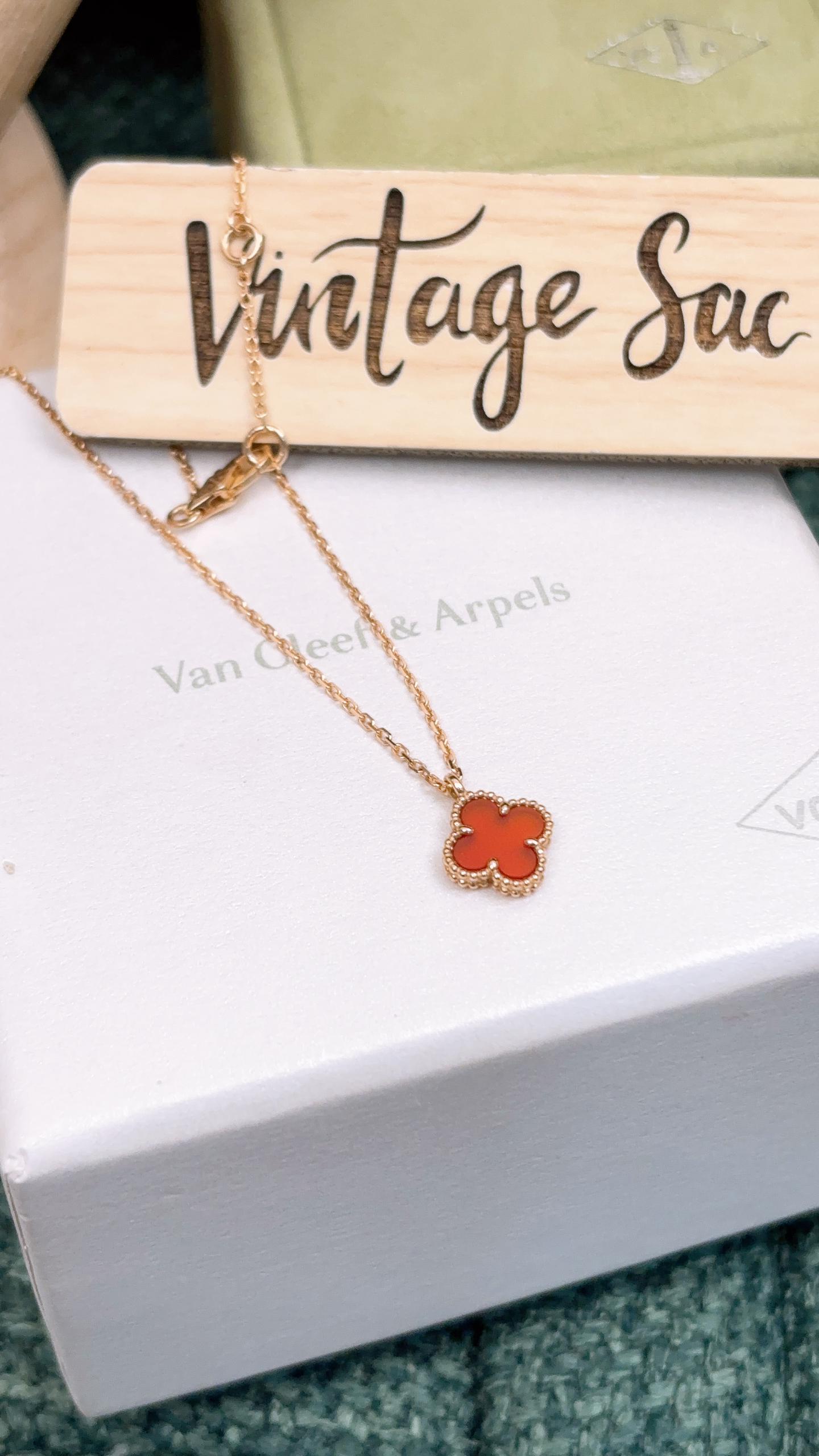 18K Rose Gold Carnelian Sweet Alhambra Necklace
