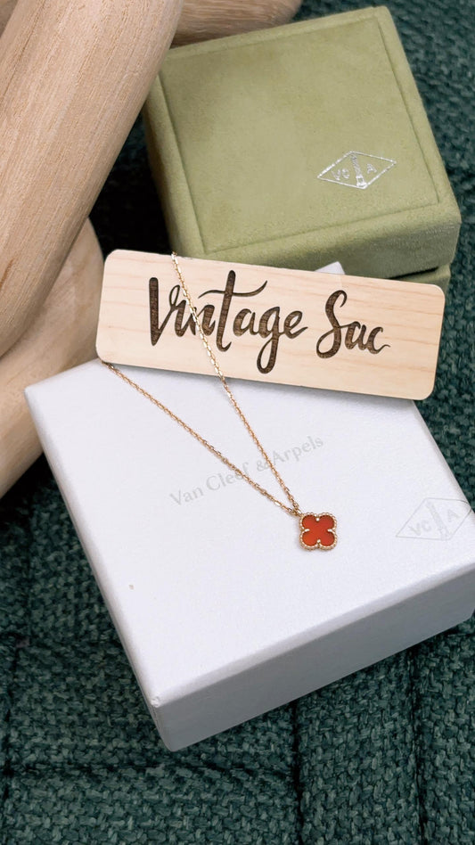 18K Rose Gold Carnelian Sweet Alhambra Necklace