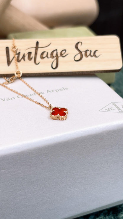 18K Rose Gold Carnelian Sweet Alhambra Necklace