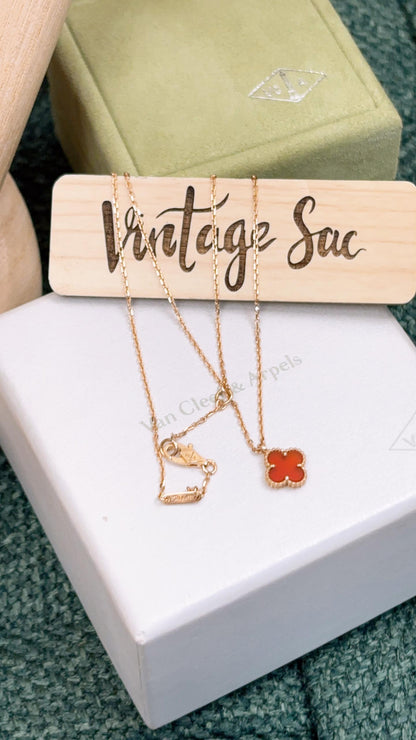 18K Rose Gold Carnelian Sweet Alhambra Necklace