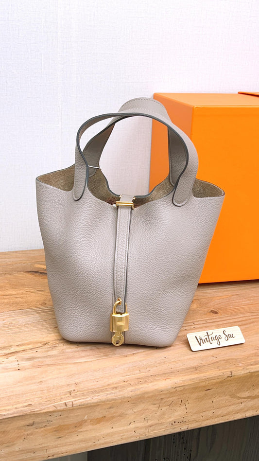 Hermes Gris Alphat Picotin 18 (GHW)
