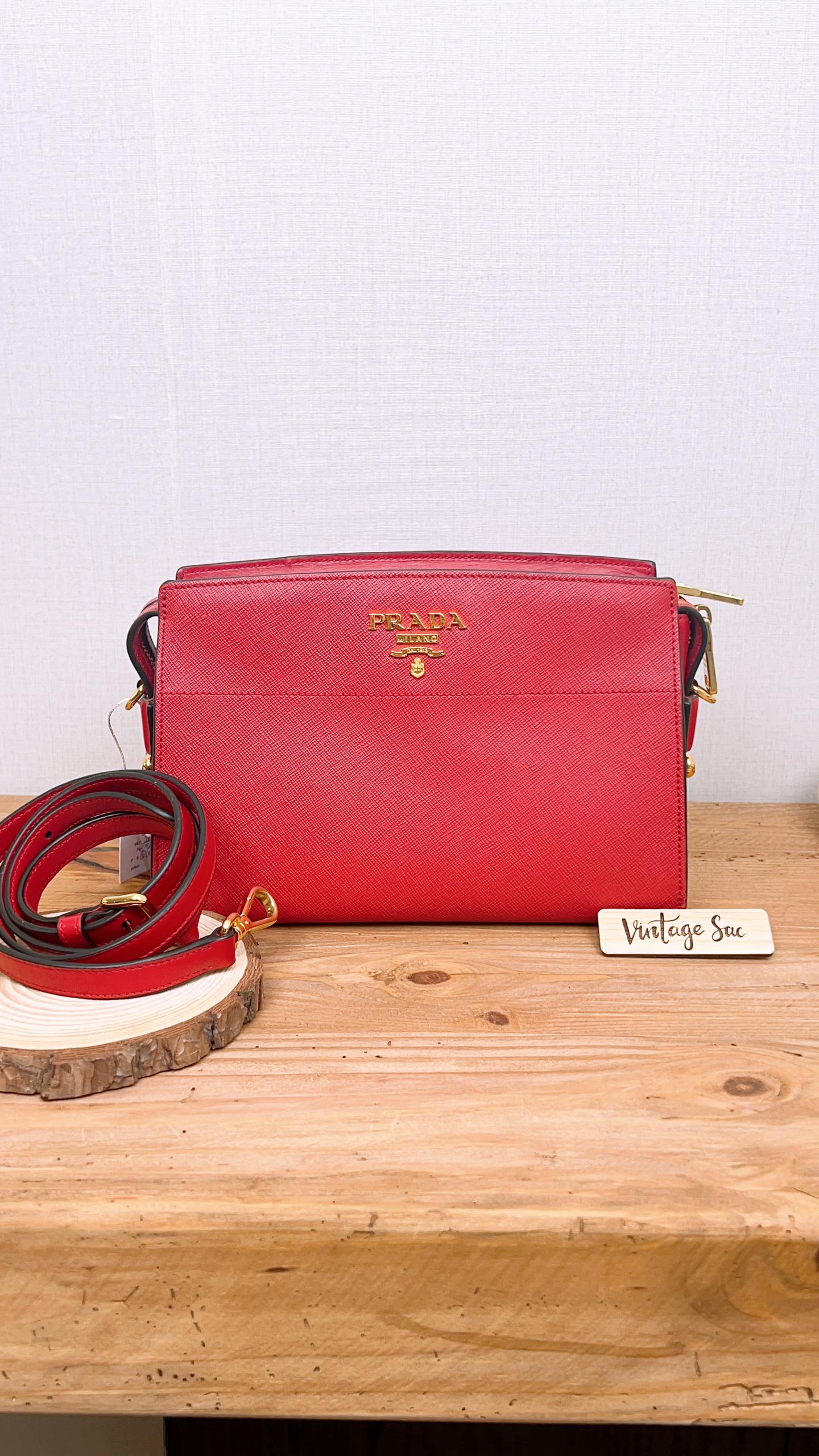Prada Red Saffiano Camera Bag