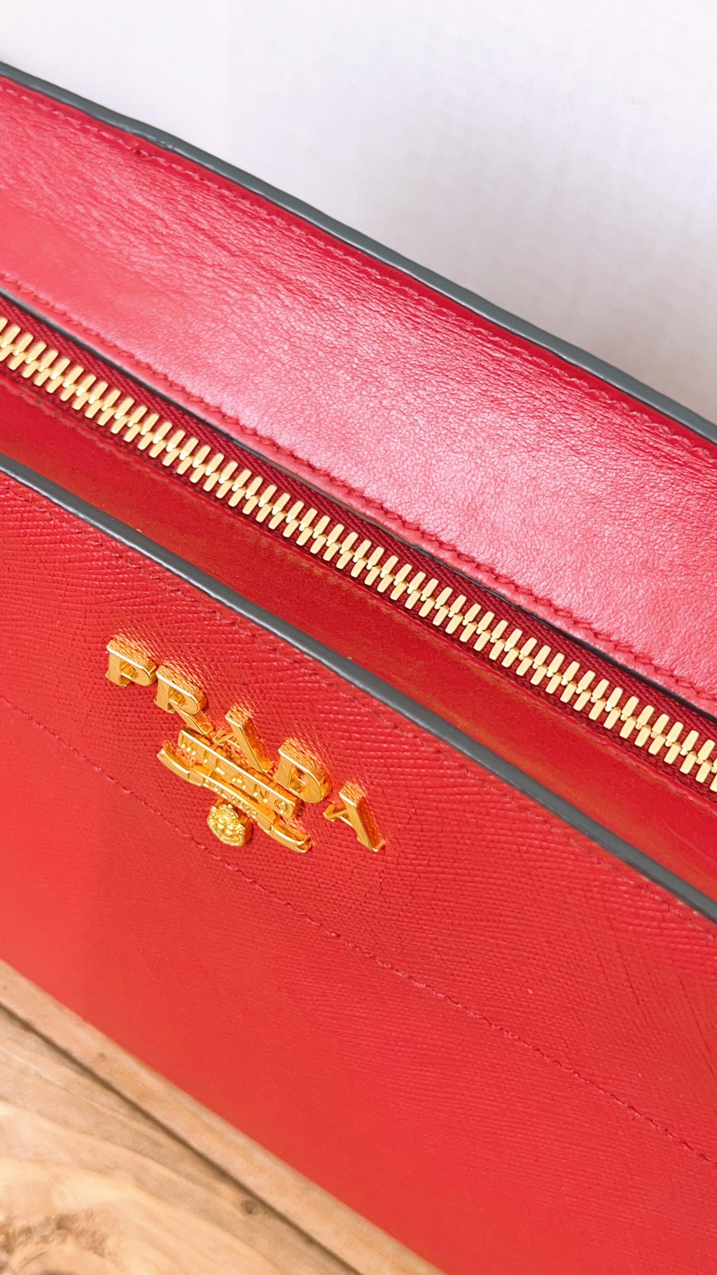 Prada Red Saffiano Camera Bag