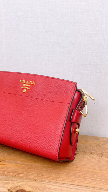 Prada Red Saffiano Camera Bag