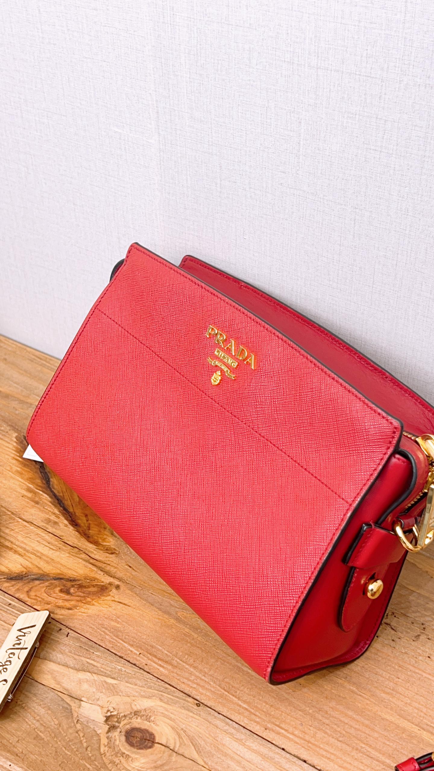 Prada Red Saffiano Camera Bag