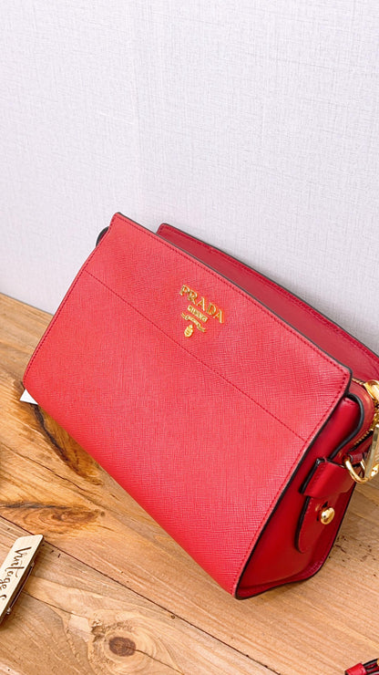 Prada Red Saffiano Camera Bag