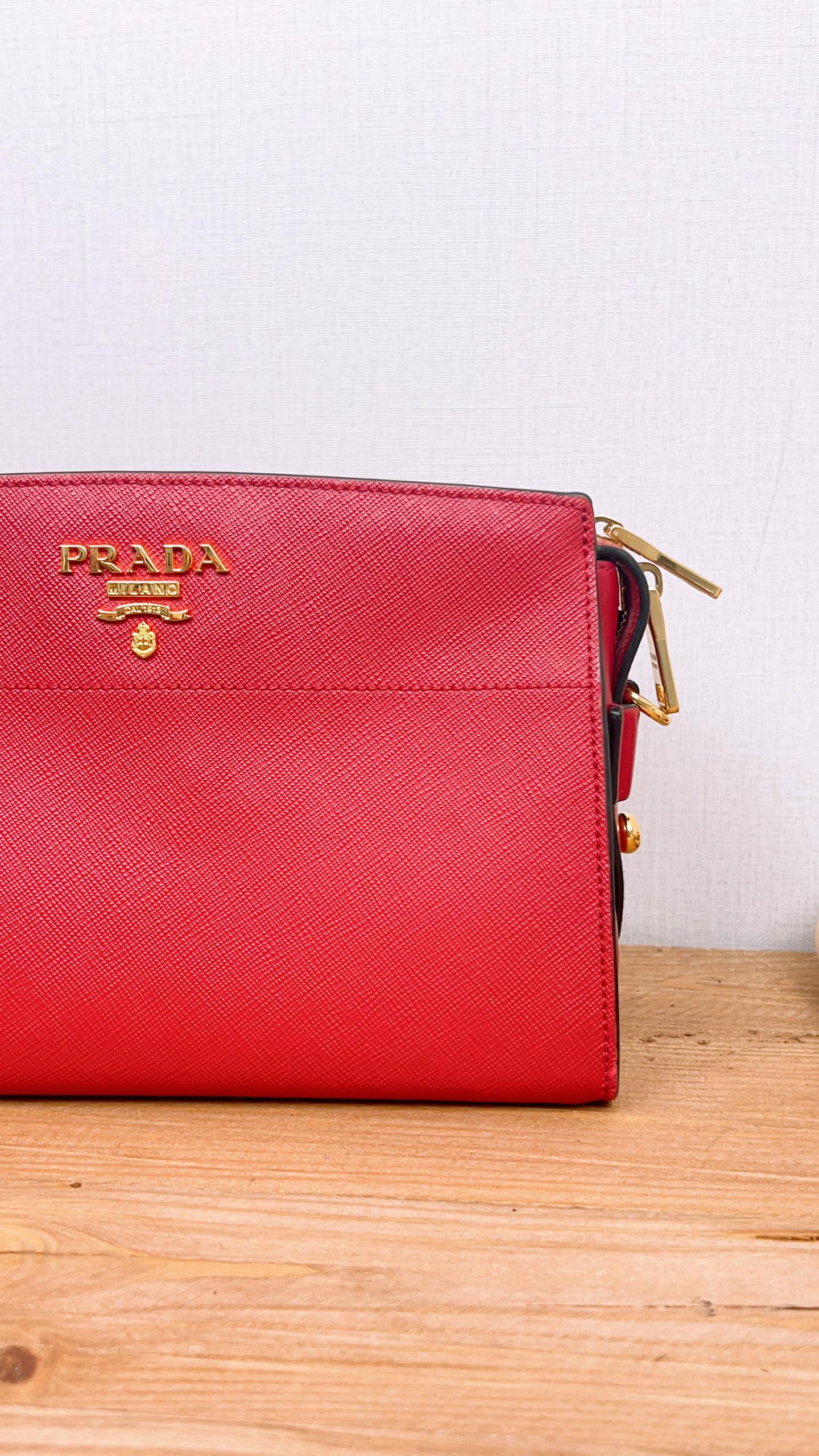Prada Red Saffiano Camera Bag