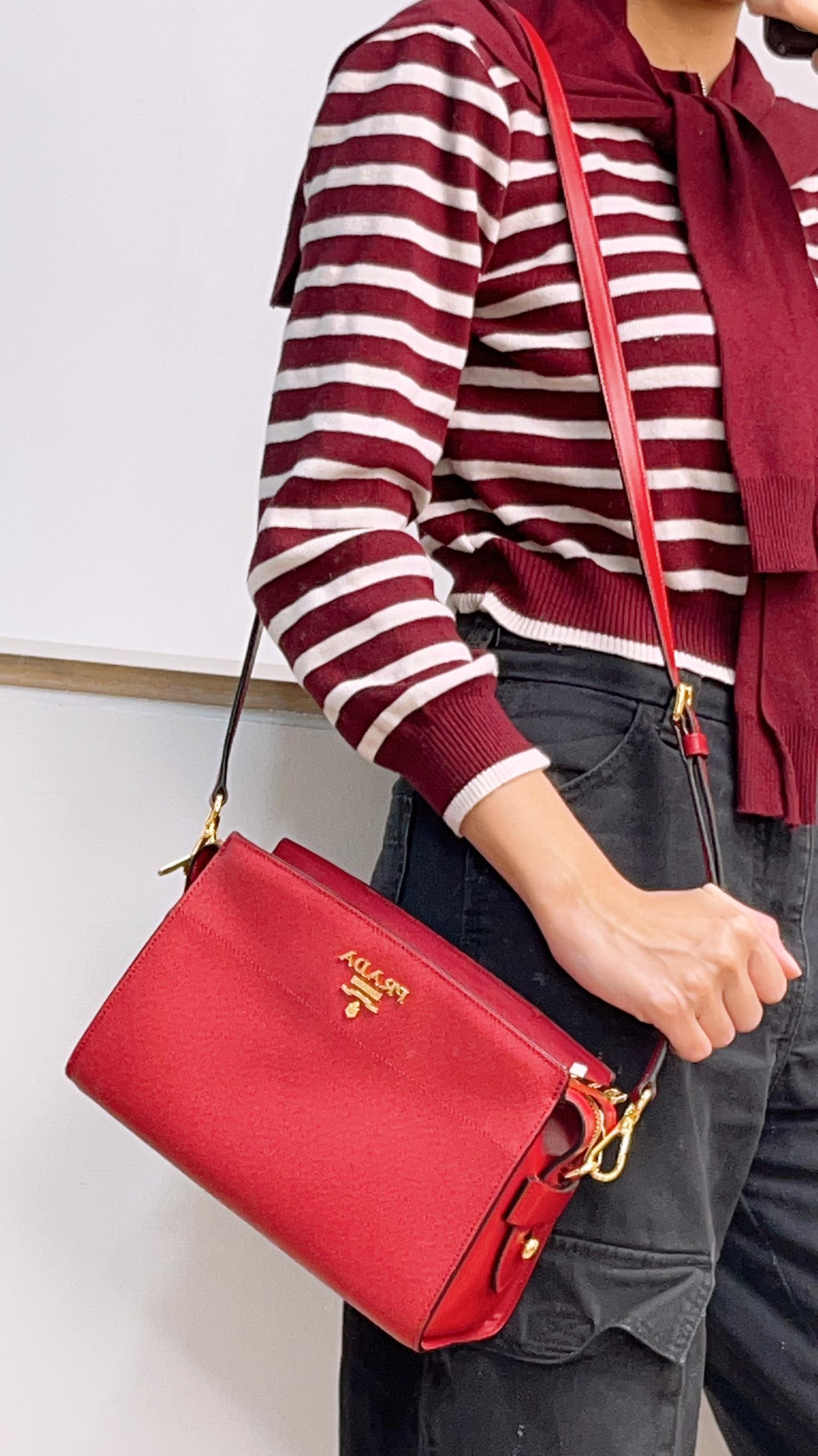 Prada Red Saffiano Camera Bag