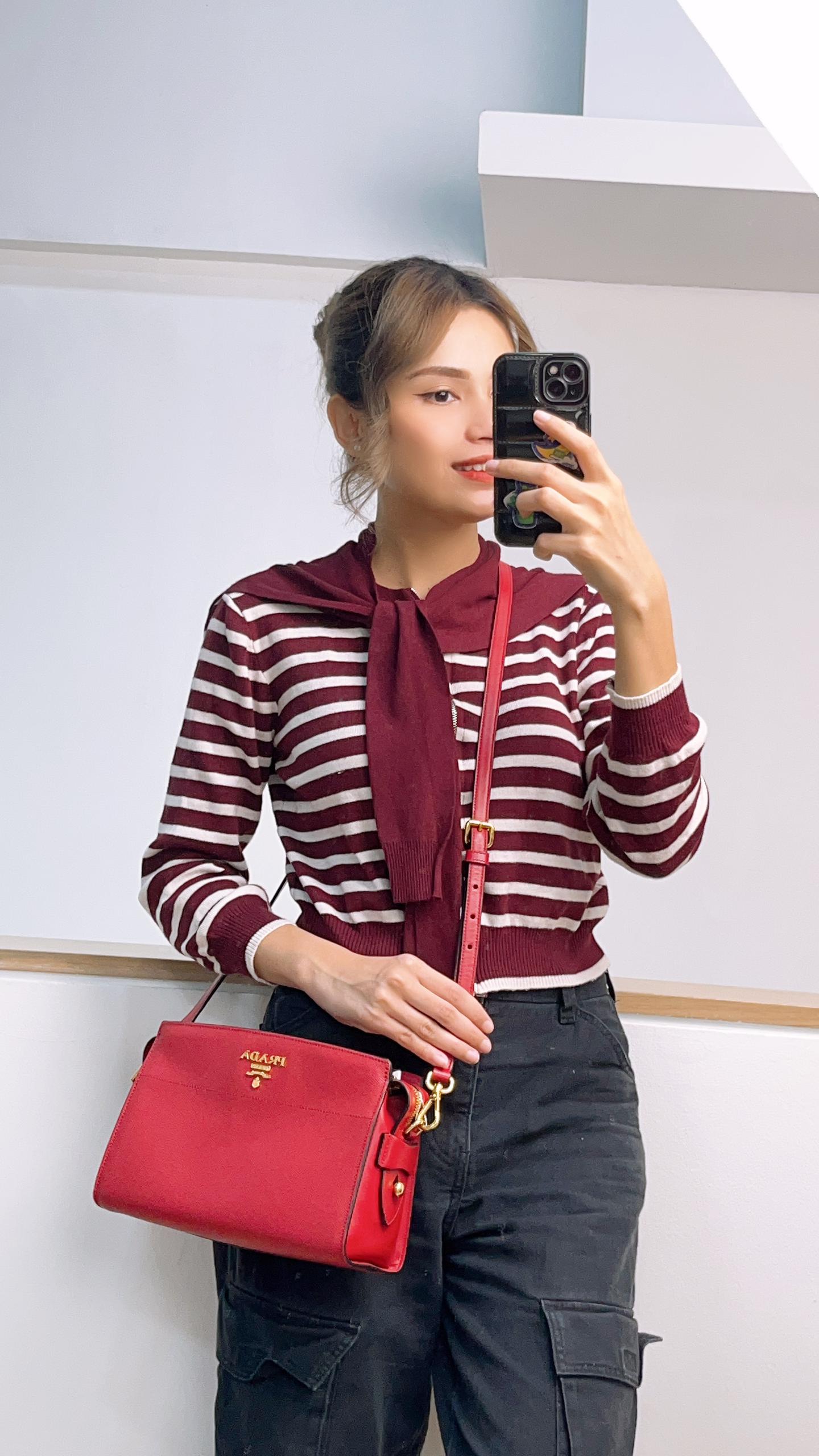 Prada Red Saffiano Camera Bag