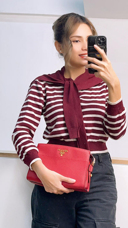 Prada Red Saffiano Camera Bag