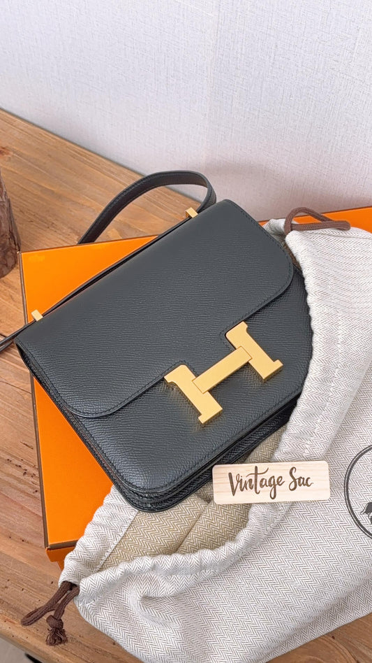 Hermes Noir Epsom Mini Constance (GHW)