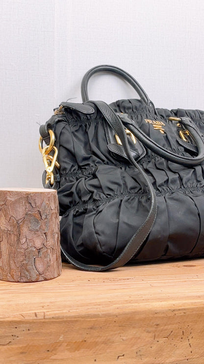 Prada Black Tessuto Gaufre Nylon Tote