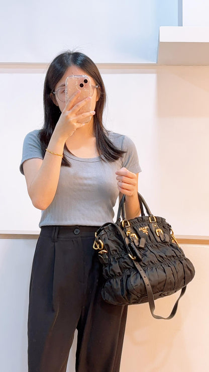 Prada Black Tessuto Gaufre Nylon Tote