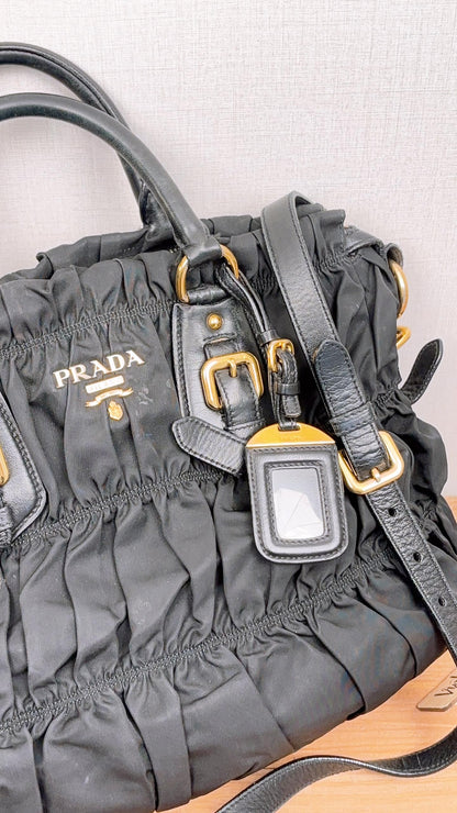 Prada Black Tessuto Gaufre Nylon Tote