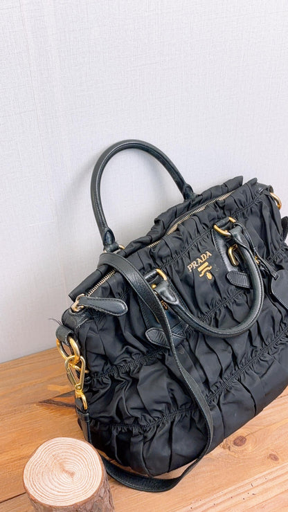 Prada Black Tessuto Gaufre Nylon Tote