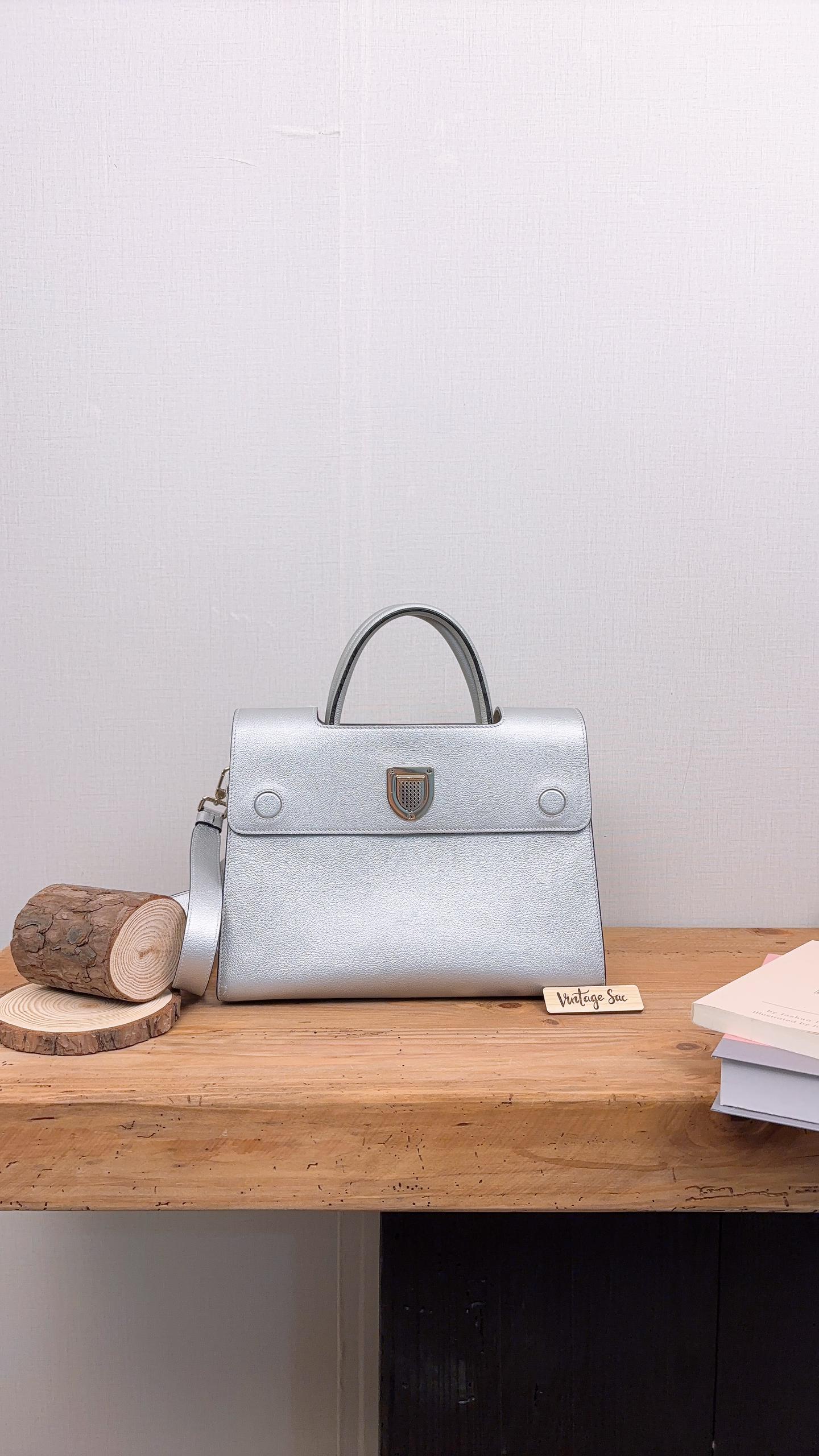 Dior Silver Calfskin Medium Diorever Tote