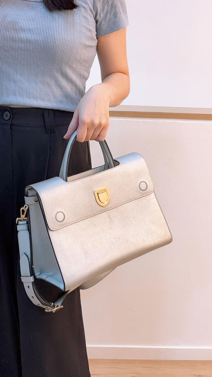 Dior Silver Calfskin Medium Diorever Tote