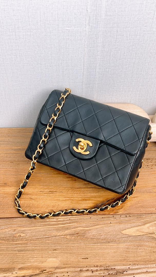 Chanel Black Vintage Mini Square (GHW)