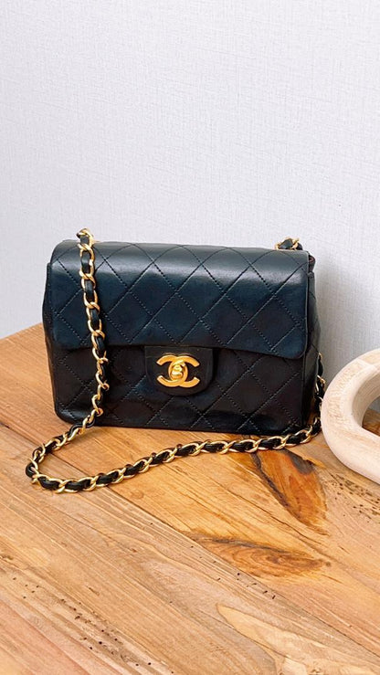 Chanel Black Vintage Mini Square (GHW)