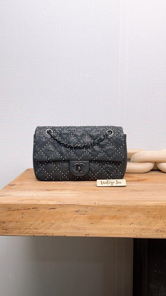 Chanel So Black Distressed Calfskin Paris Dallas Flap Bag