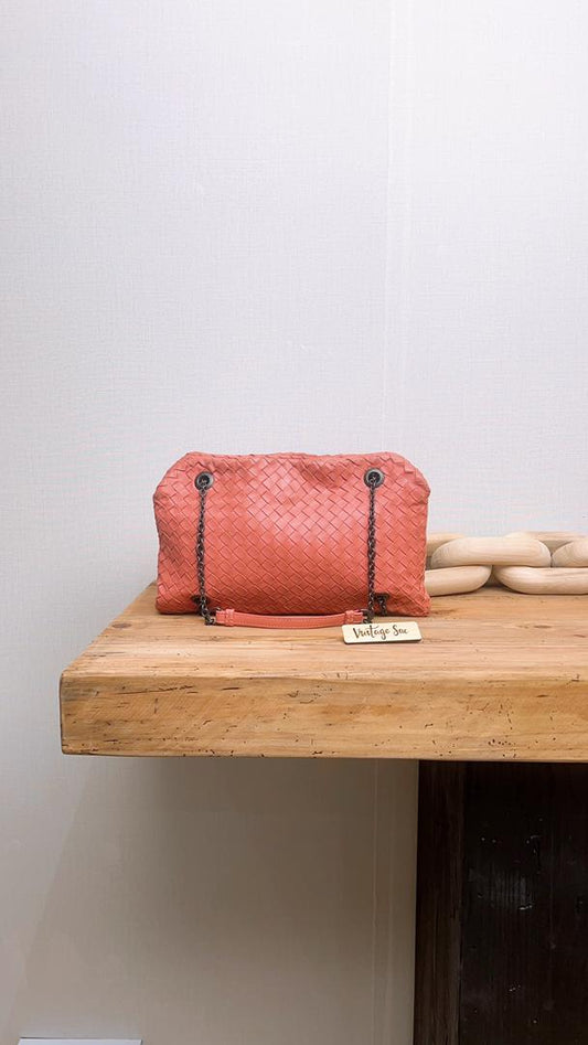 Bottega Veneta Dusty Pink Intrecciato Duo Shoulder Bag