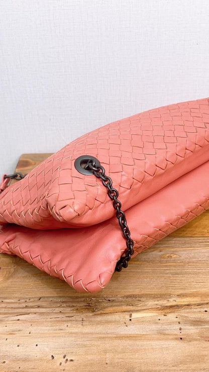 Bottega Veneta Dusty Pink Intrecciato Duo Shoulder Bag