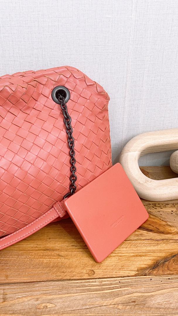 Bottega Veneta Dusty Pink Intrecciato Duo Shoulder Bag