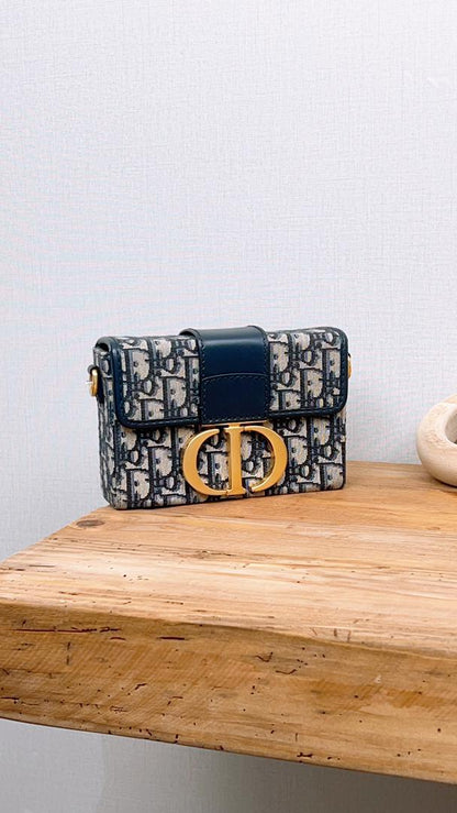 Dior Navy Oblique Montaigne 30 Box (GHW)