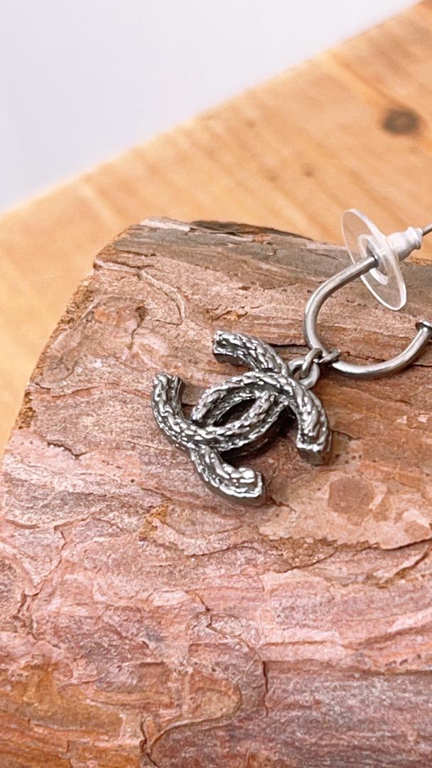 Chanel Ruthenium CC Drop Earrings