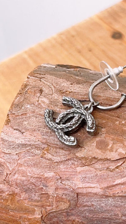 Chanel Ruthenium CC Drop Earrings