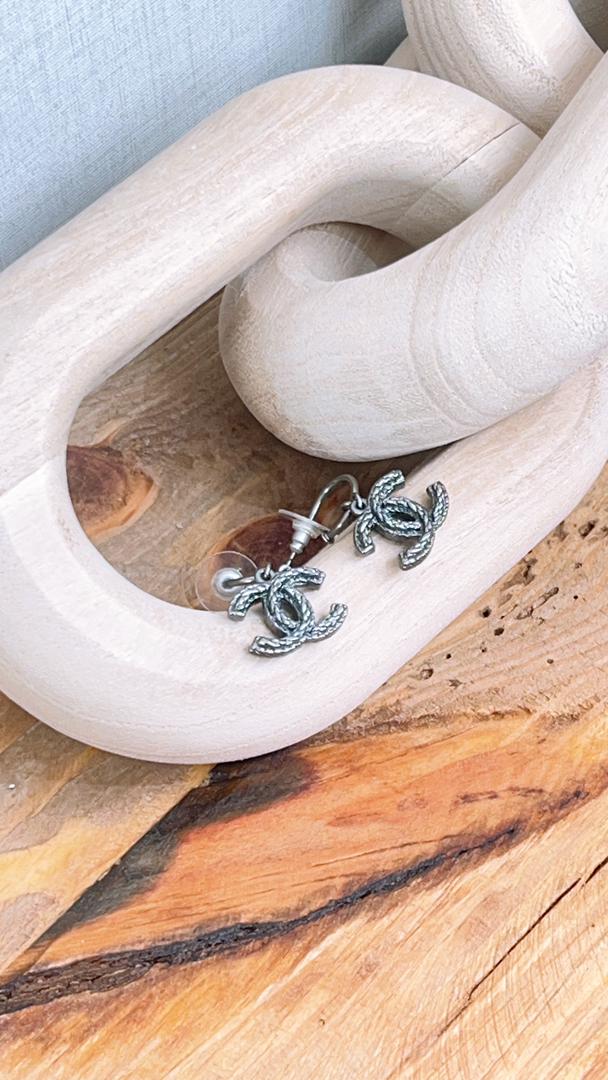 Chanel Ruthenium CC Drop Earrings