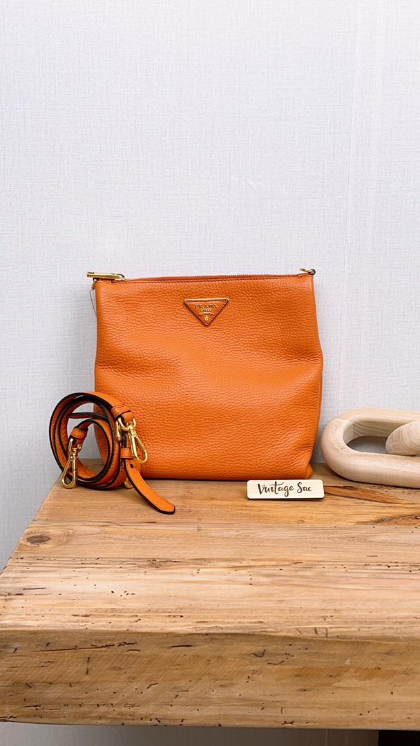 Prada Orange Vitello Phenix Crossbody Bag (GHW)
