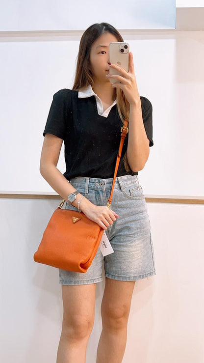 Prada Orange Vitello Phenix Crossbody Bag (GHW)