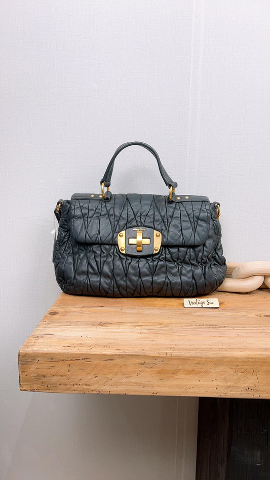 Miu Miu Black Matelasse Bauletto Bag (GHW)