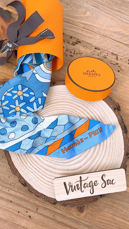 Hermes Blue Les Murmures De La Foret Silk Twilly (B)
