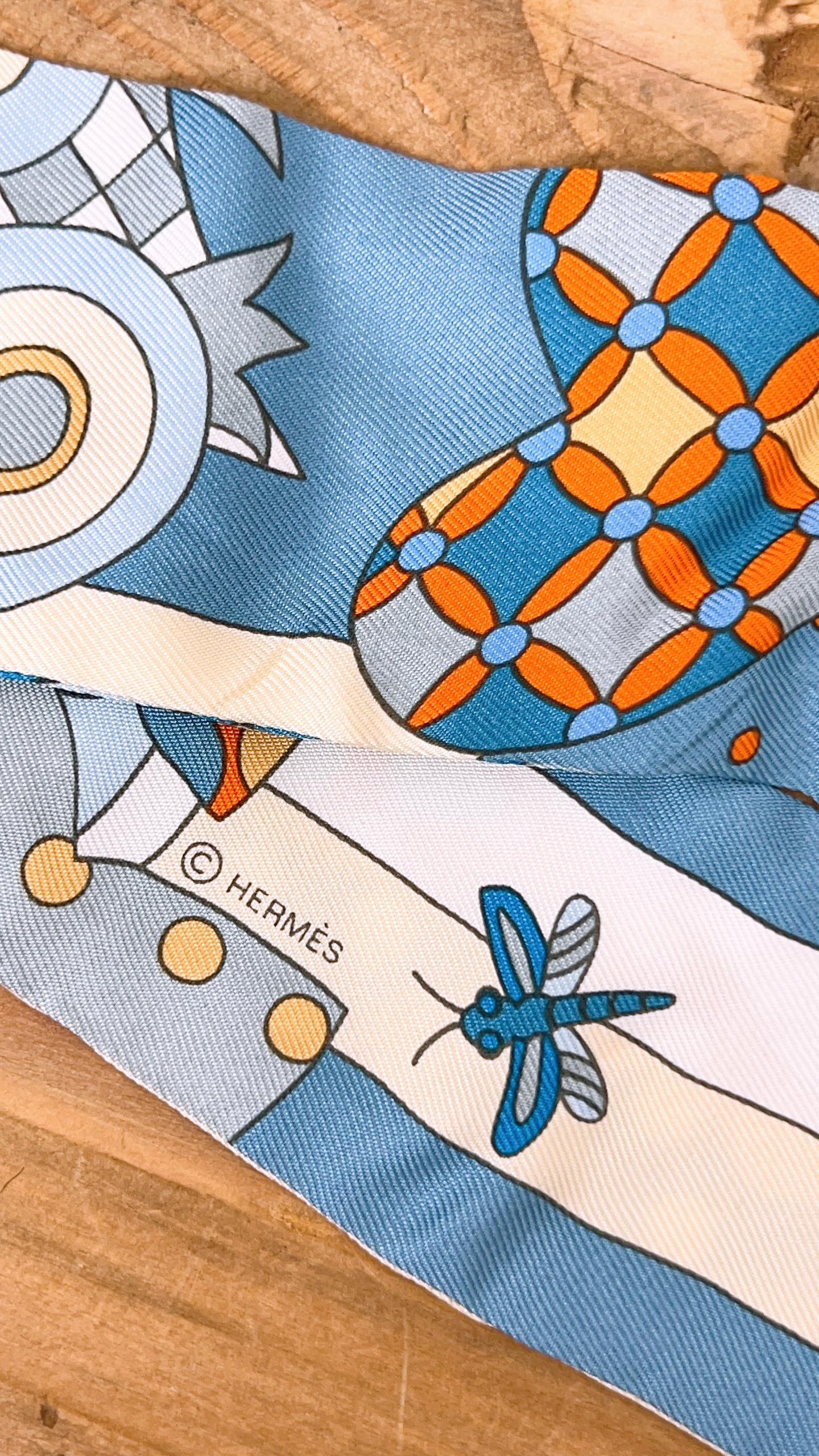 Hermes Blue Les Murmures De La Foret Silk Twilly (B)