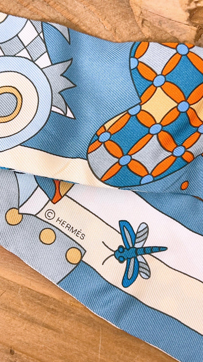 Hermes Blue Les Murmures De La Foret Silk Twilly (B)
