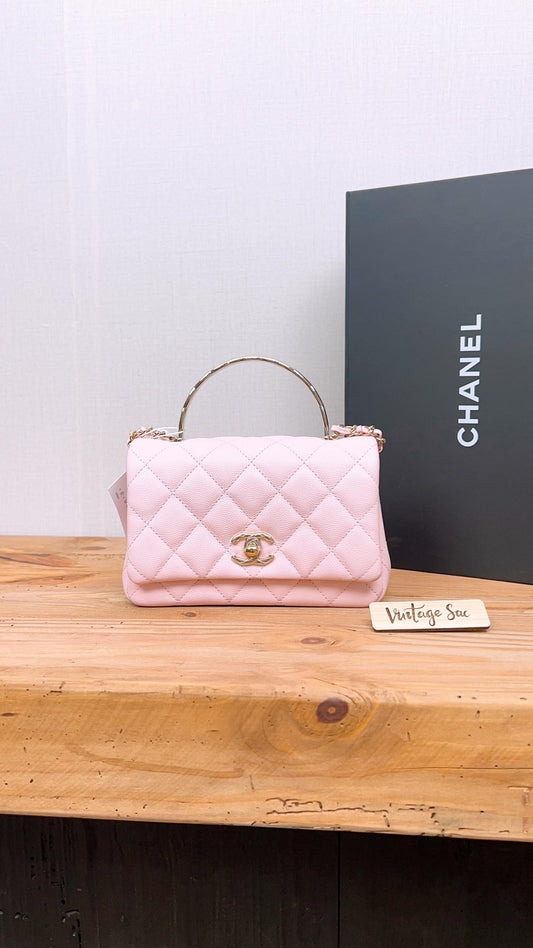 Chanel Pink Caviar 25s Coco Crush Top Handle Bag (GHW)