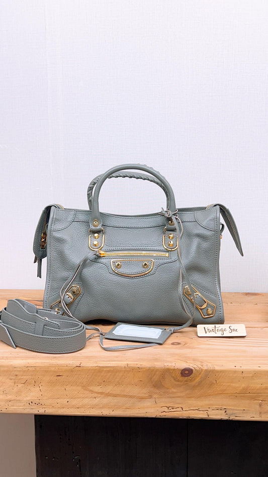 Balenciaga Grey Small City Metallic Edge (SHW)