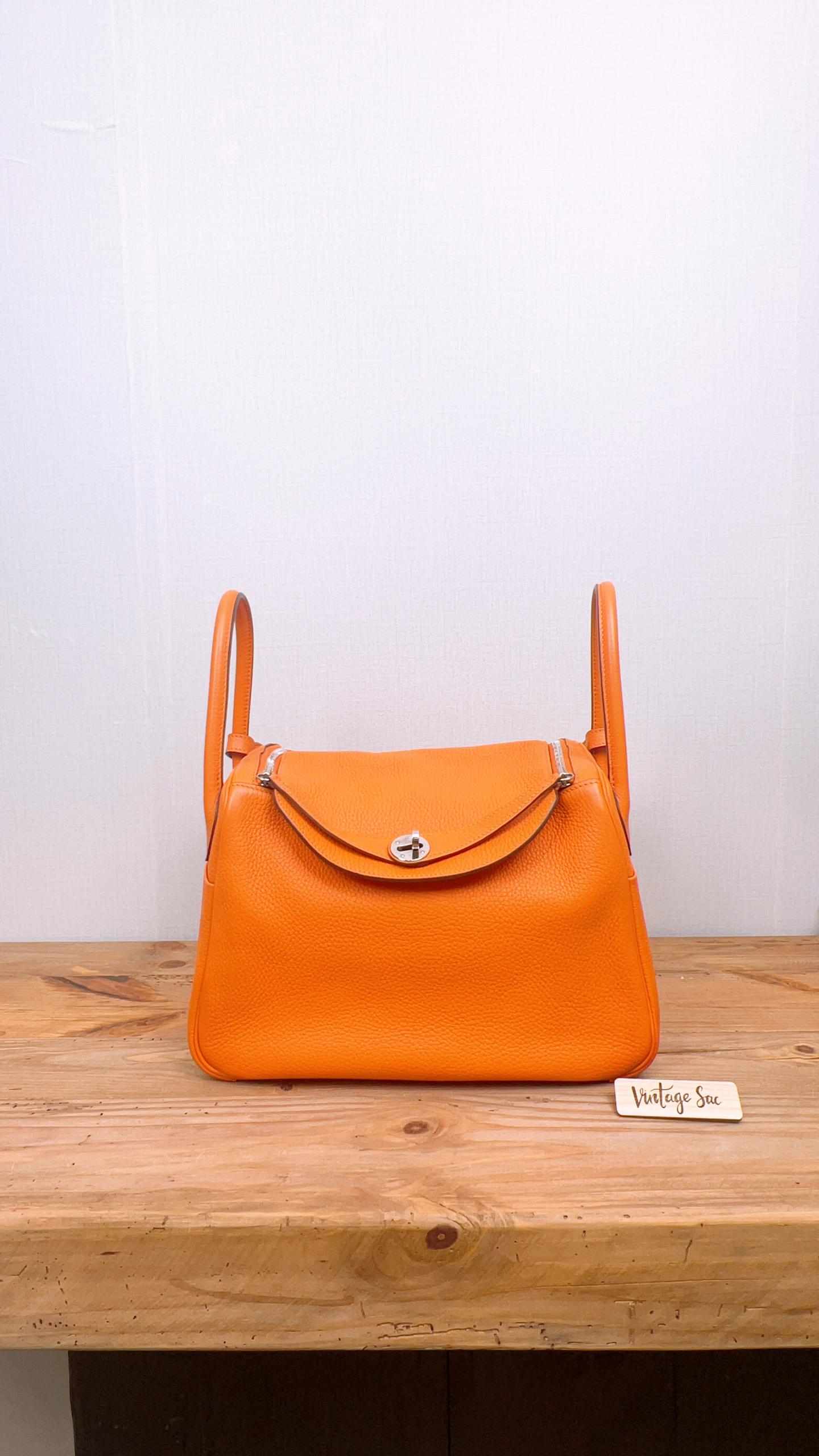 Hermes Orange Clemence Lindy 30 (PHW)