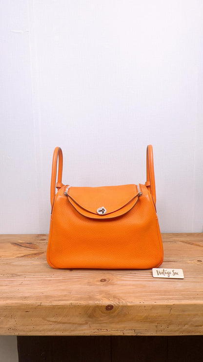 Hermes Orange Clemence Lindy 30 (PHW)