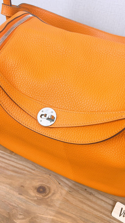 Hermes Orange Clemence Lindy 30 (PHW)