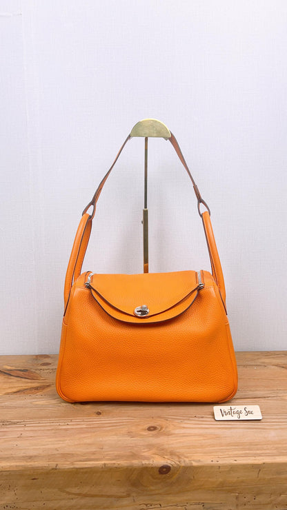 Hermes Orange Clemence Lindy 30 (PHW)