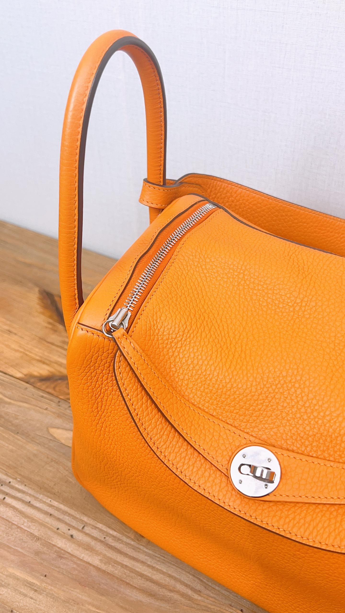 Hermes Orange Clemence Lindy 30 (PHW)