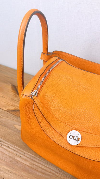 Hermes Orange Clemence Lindy 30 (PHW)