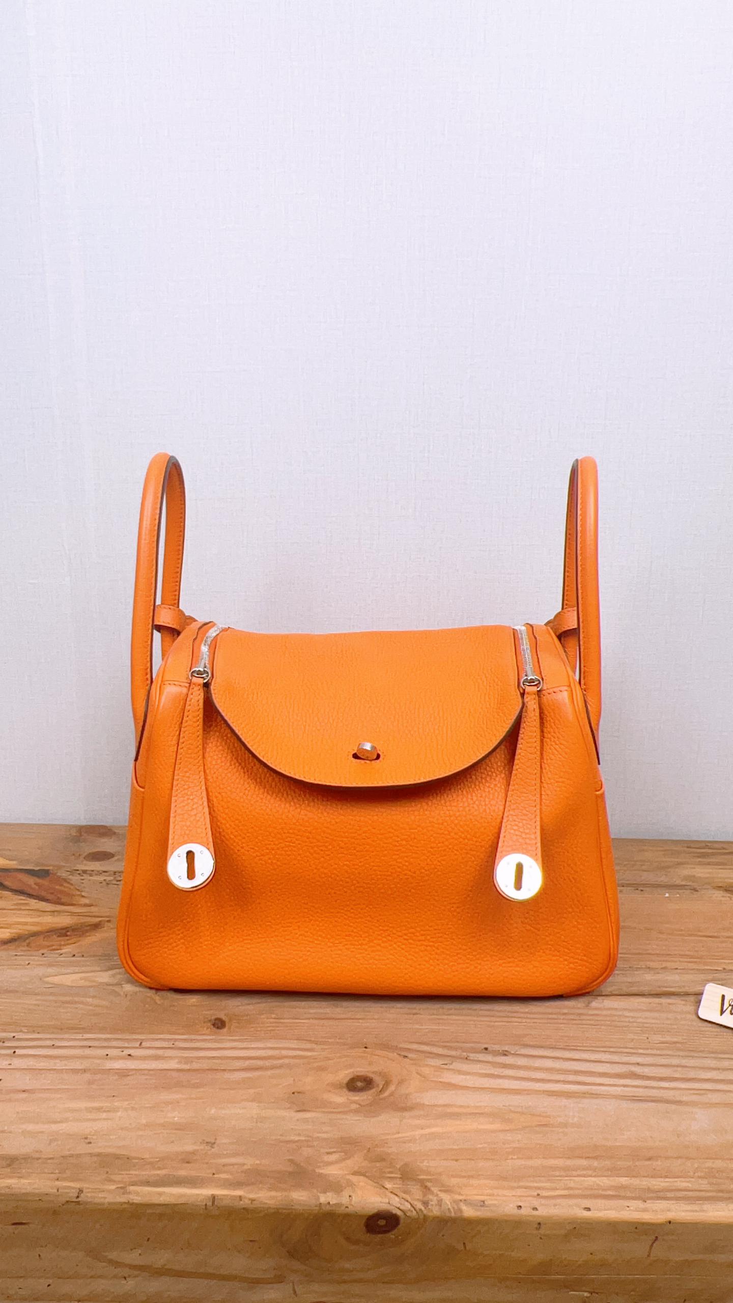 Hermes Orange Clemence Lindy 30 (PHW)