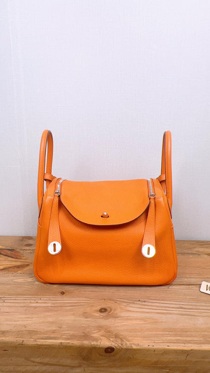 Hermes Orange Clemence Lindy 30 (PHW)