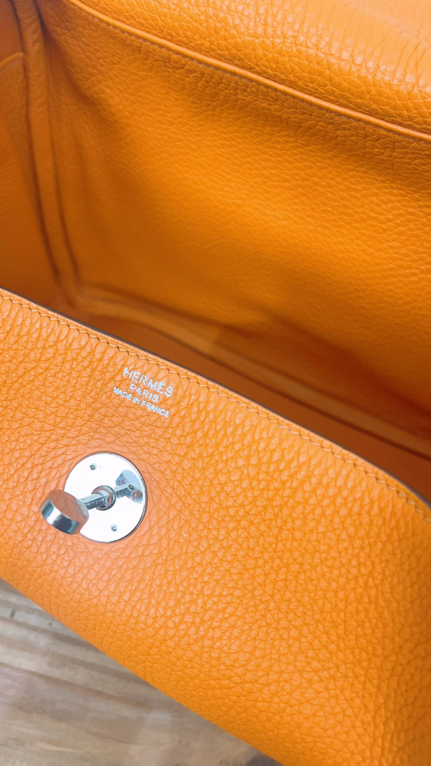 Hermes Orange Clemence Lindy 30 (PHW)